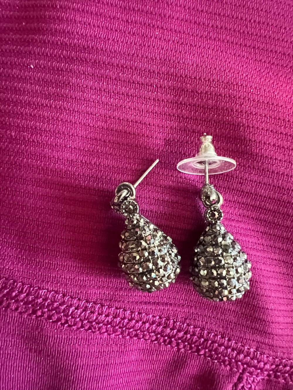 Pave Teardrop Crystal Drop Earrings in Silver